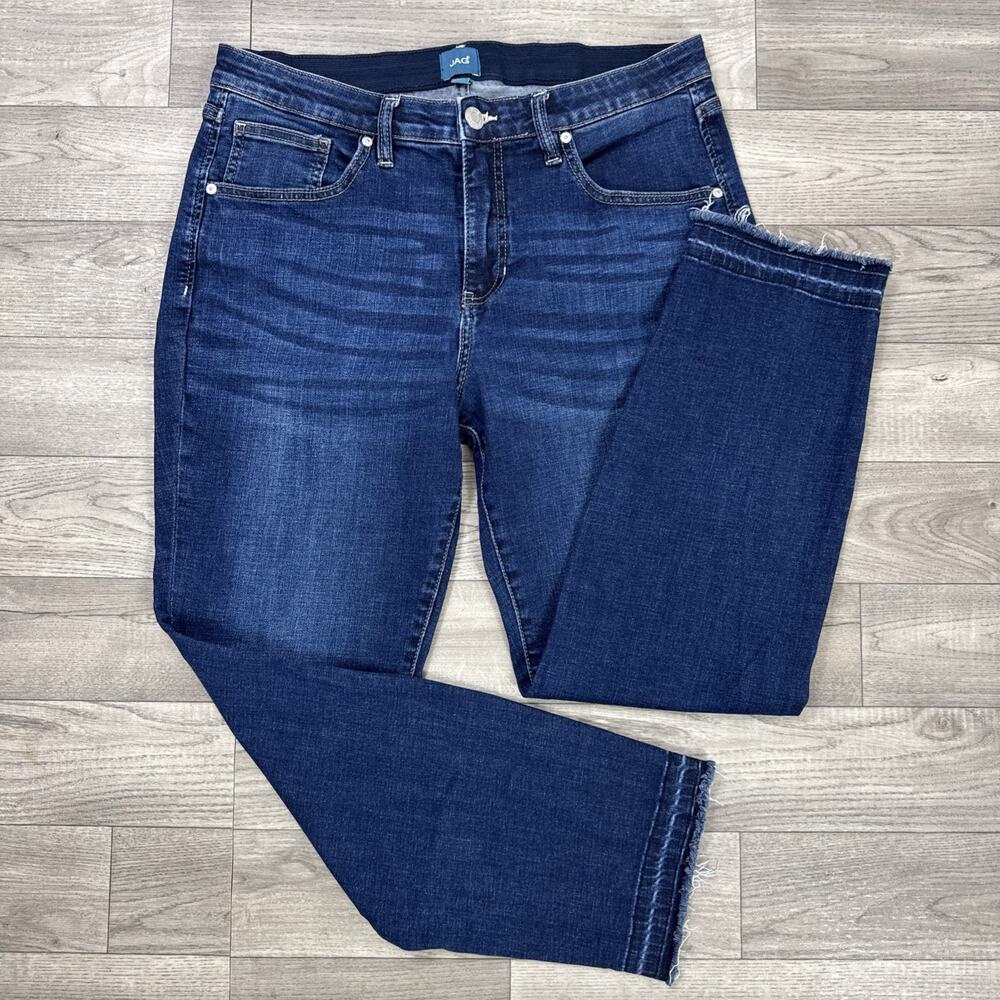JAG Carter Girlfriend Denim Jeans Released Hem High Rise Dark Wash sz 14 Petite